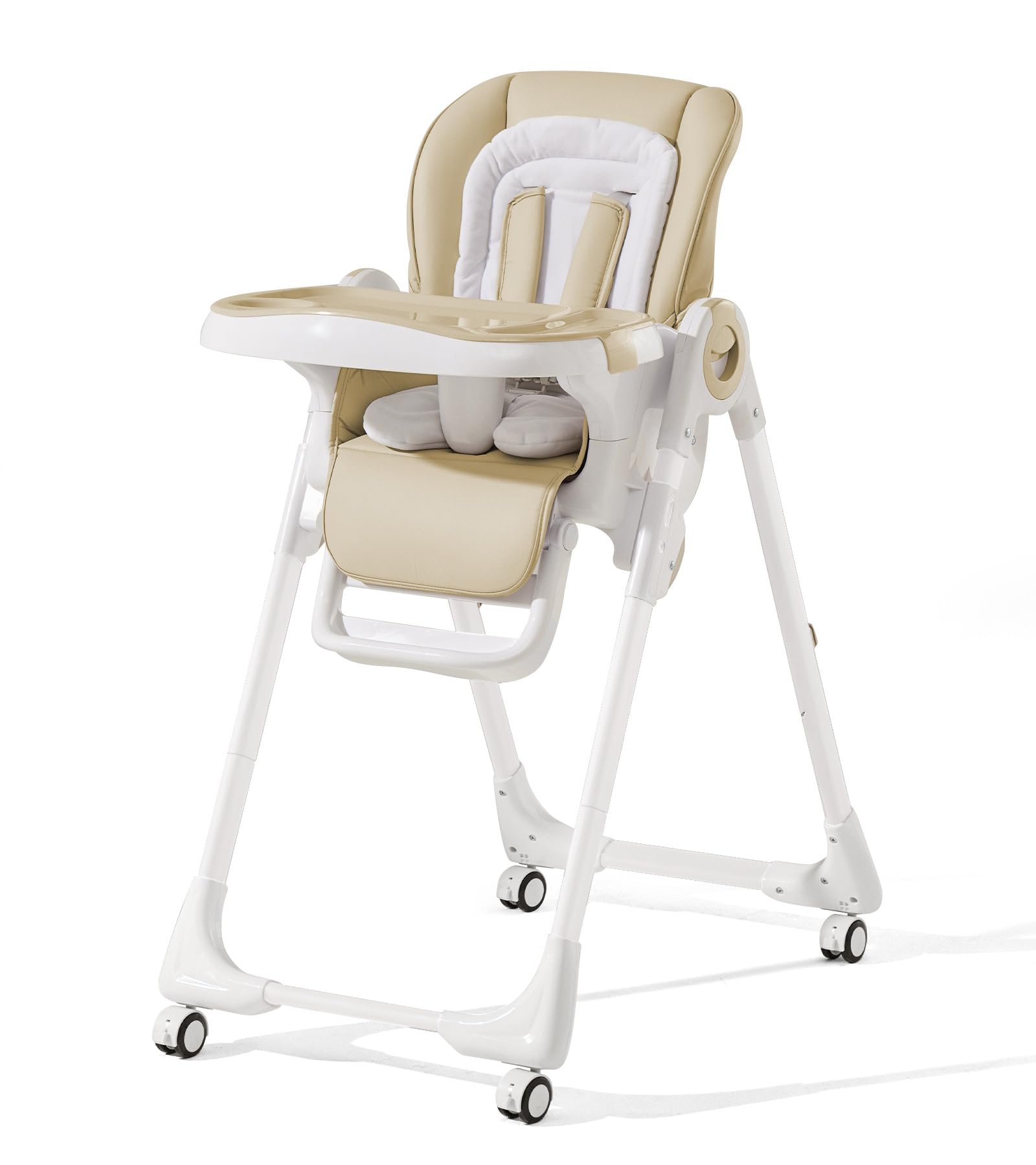 Convertible High Chair for Babies & Toddlers - Adjustable Height, Removable Tray, Reclining Backrest & Footrest - Portable Dining Chair with Locking Wheels - Perfect for Home, Restaurant & Travel Use