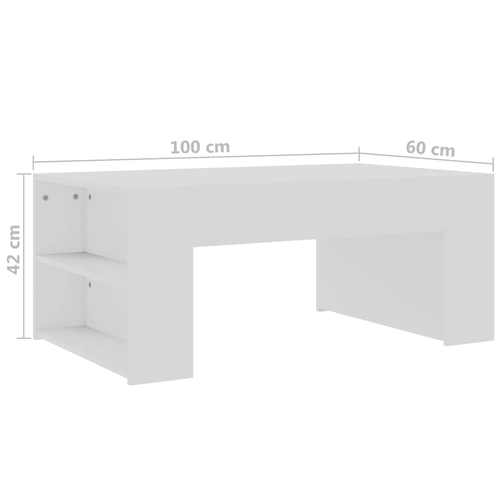 CHARMMA White Coffee Table 39.4x23.6x16.5 Inches - Sturdy Chipboard Design (22KG) - Perfect for Living Room, Office & Small Spaces