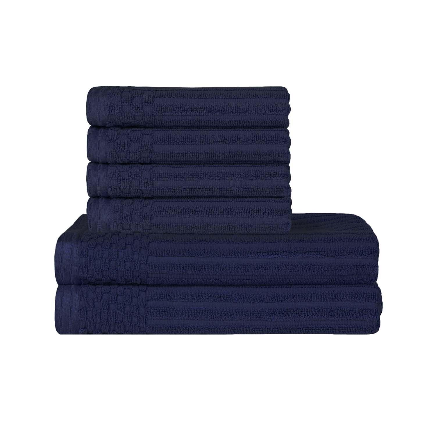 Premium Soho Ribbed Textured Cotton Bath Towel Set - Ultra Absorbent, Quick-Drying Hand & Bath Towels for Spa, Gym, and Luxury Home Use