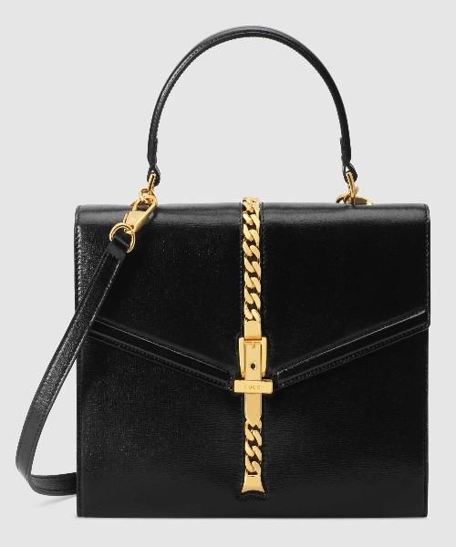 Gucci Sylvie 1969 Small Leather Top Handle Bag for Women - Elegant Black Shoulder Purse for Work, Date Night & Special Occasions