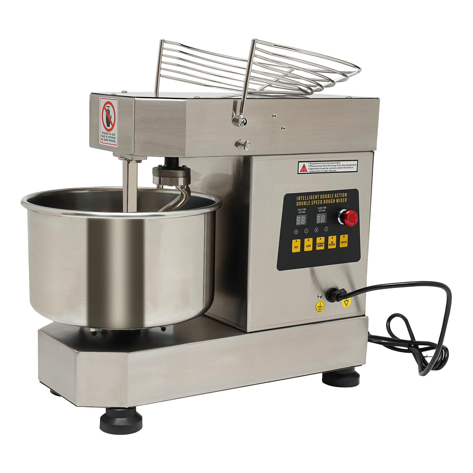 750W 12Qt Commercial Food Mixer with Timer - Heavy Duty Stainless Steel Dough Kneading Machine for Bakery, Pizzeria & Restaurant - Perfect for Mixing Dough, Jams, Batters & More (110V)