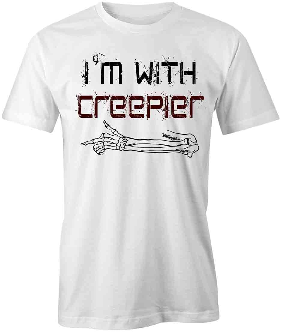 Creepier Graphic T-Shirt for Men & Women | Funny Printed Tee in White | Perfect for Halloween, Cosplay & Horror Movie Nights