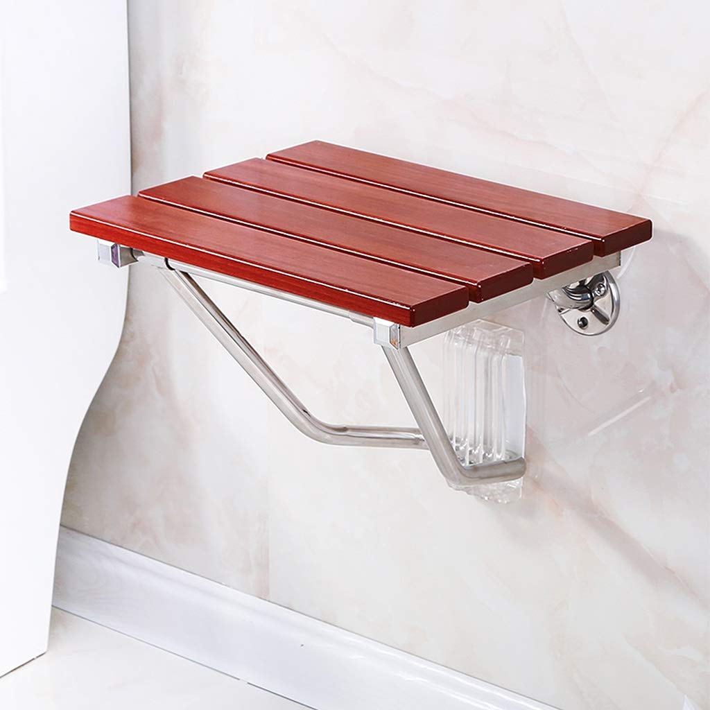 Foldable Wall-Mounted Shower Seat - Solid Wood Bath Chair with Stainless Steel Bracket | ADA Compliant Shower Stool for Elderly & Disabled | Non-Slip Bathroom Safety Seat for Seniors, Shower Bench for Small Spaces