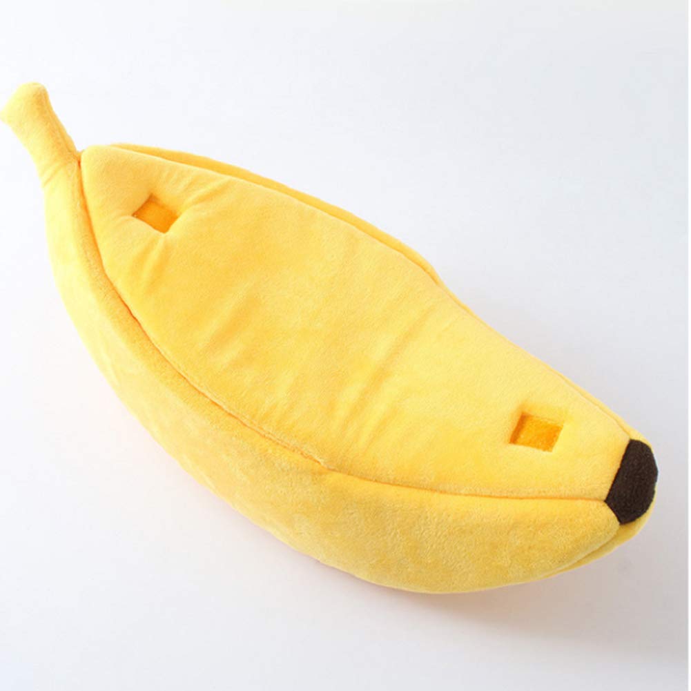 Soft Cute Cat Bed House - Cozy Pet Cuddle Bed for Cats, Kittens, Rabbits & Small Dogs - Banana Design Yellow XL - Perfect for Indoor Napping & Pet Comfort