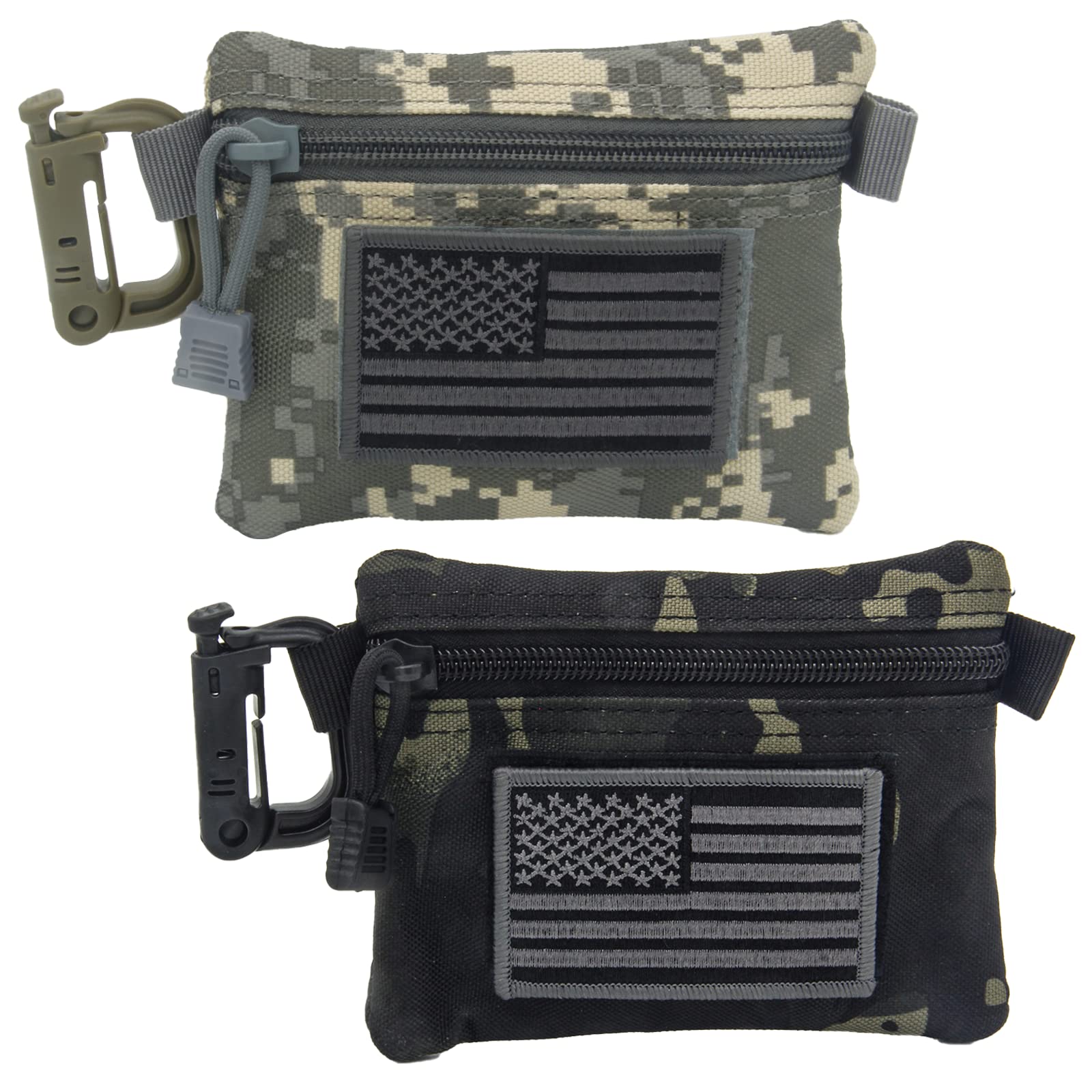 2 Pack Tactical EDC Pouches - Compact Military Molle Pouch for Keychain, Wallet & Organizer - Durable Velcro Handbag Accessories for Outdoor, Camping & Hiking Gear Storage