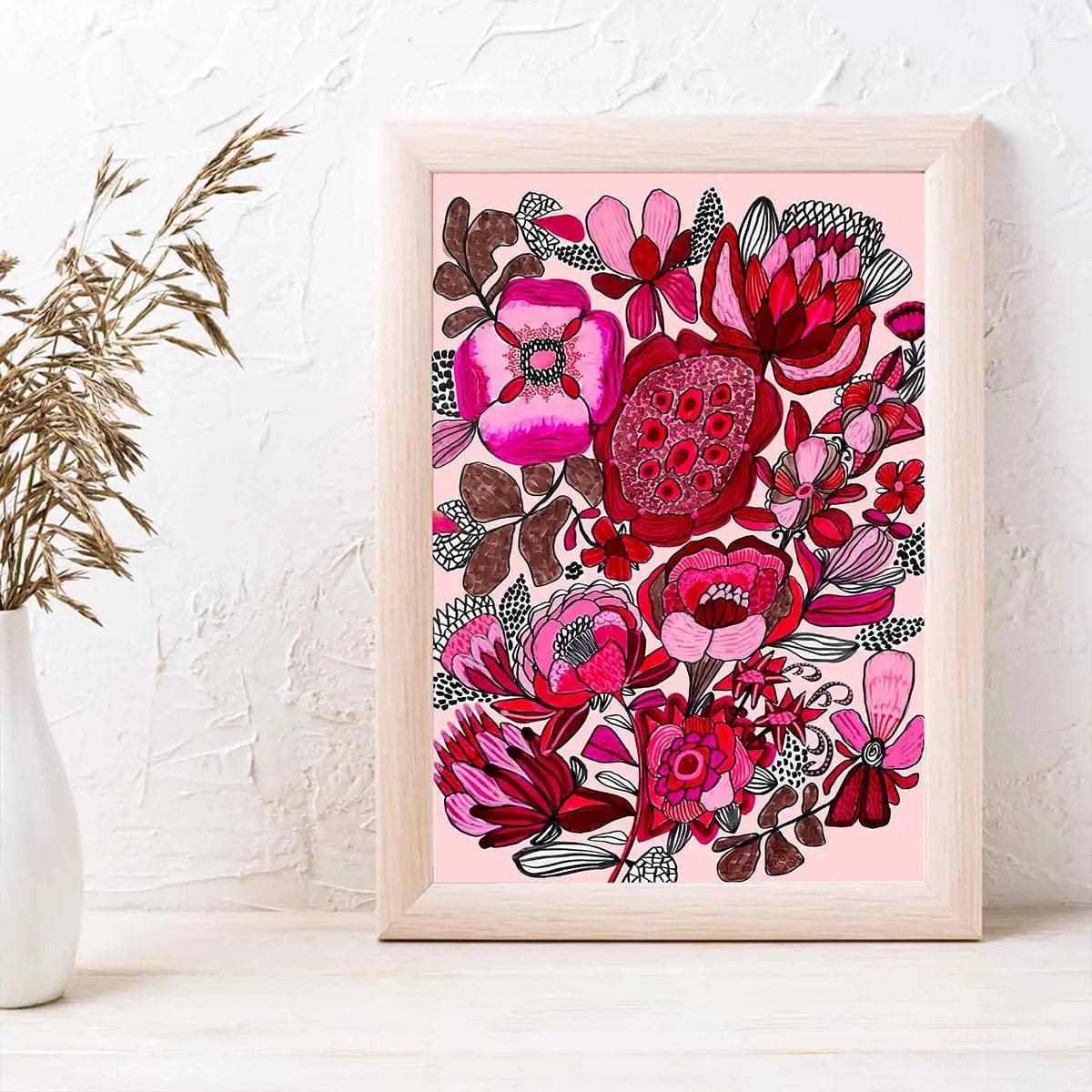 Rosa Botanica Modern Wall Art Print - Floral Botanical Decor for Living Room, Bedroom & Office - Perfect for Home & Office Decoration