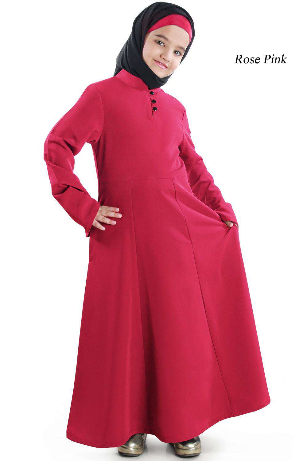 Shadha Girls Islamic Abaya Dress for Kids - Modest Muslim Prayer Outfit for School, Mosque & Special Occasions