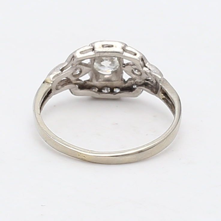 0.39 Carat Old European Cut I SI2 Diamond Platinum Art Deco Ring - Vintage Engagement, Wedding, Anniversary Jewelry for Women