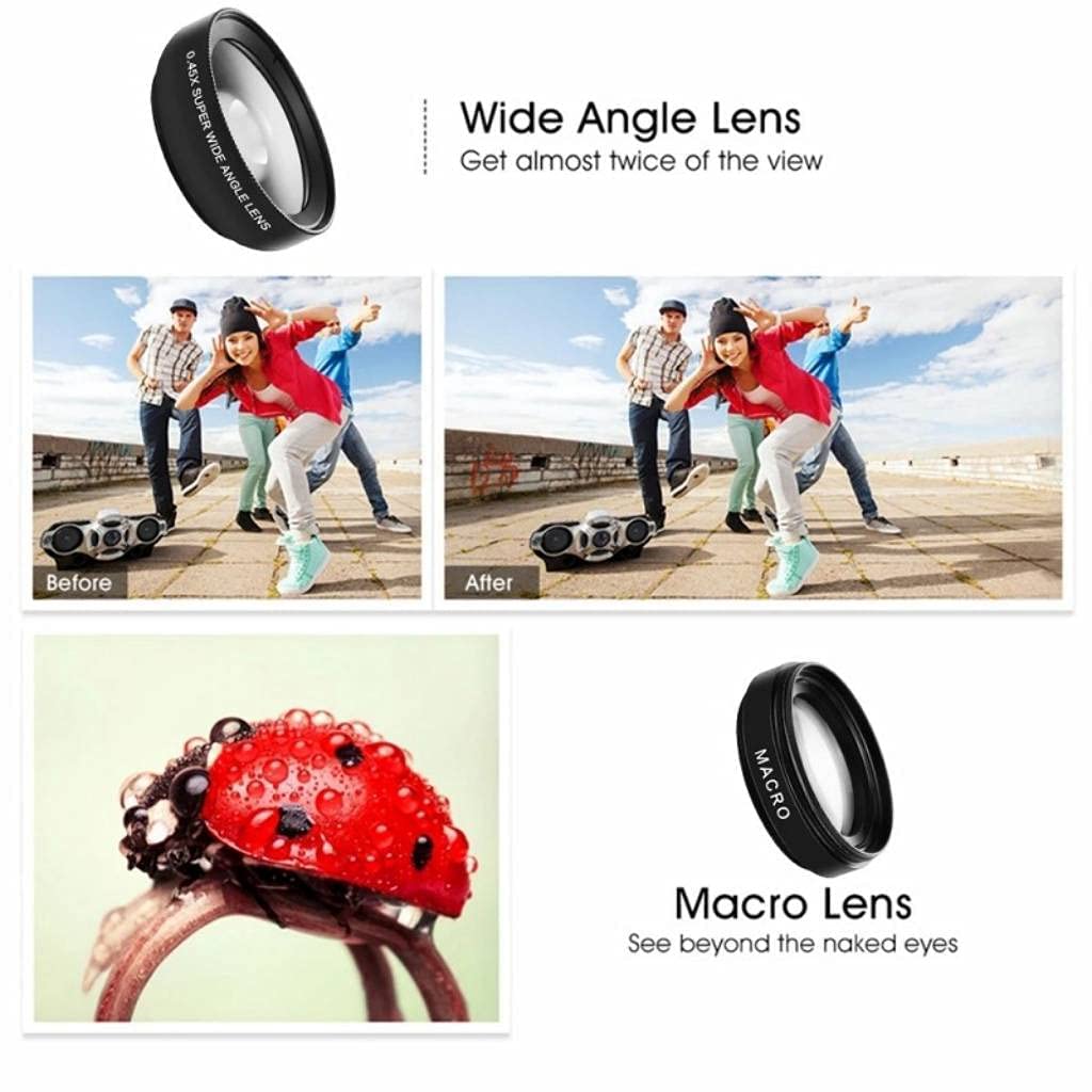 0.45X Wide Angle & 12.5X Macro Lens Kit for iPhone, Samsung, Android Phones - Universal Smartphone Camera Lens for Travel, Vlogging & Close-Up Photography