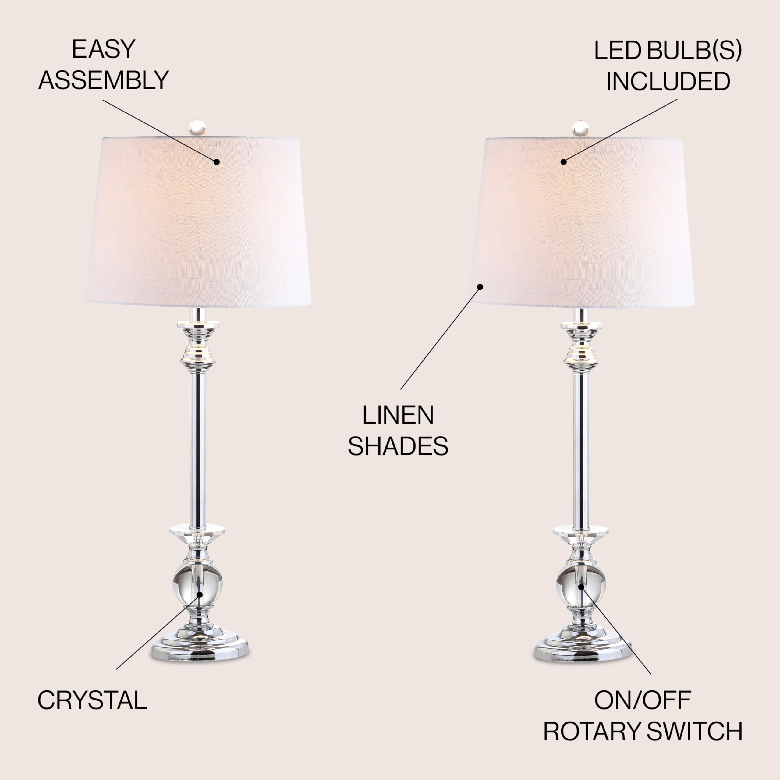 Jonathan Y JYL2056A-SET2 Set of 2 Modern Crystal LED Table Lamps - 33