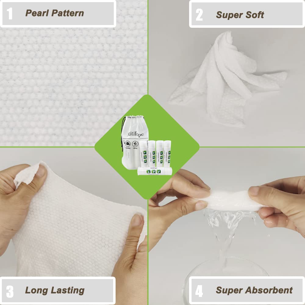 Atitifope 100-Pack Compressed Face Towels & Travel Wipes - Reusable Camping Cleaning Cloths with 10 Carrying Cases & Storage Bag - Perfect for Travel, Hiking, Gym & Emergency Kits