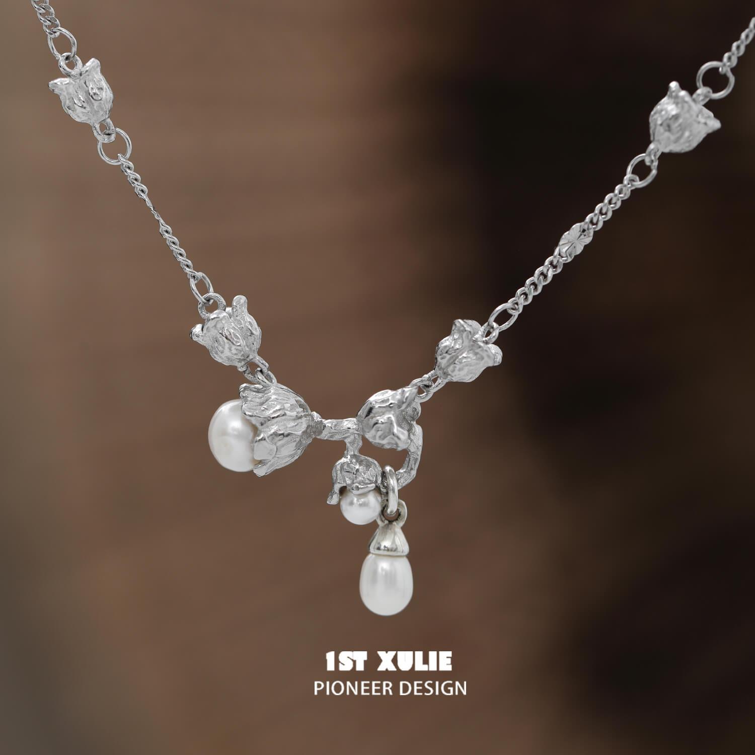 Tears of Mermaid S925 Sterling Silver Tulip Pearl Necklace for Women - Elegant Flower Pearl Pendant Jewelry Gift for Birthday, Anniversary & Valentine's Day | Perfect for Weddings, Parties & Special Occasions