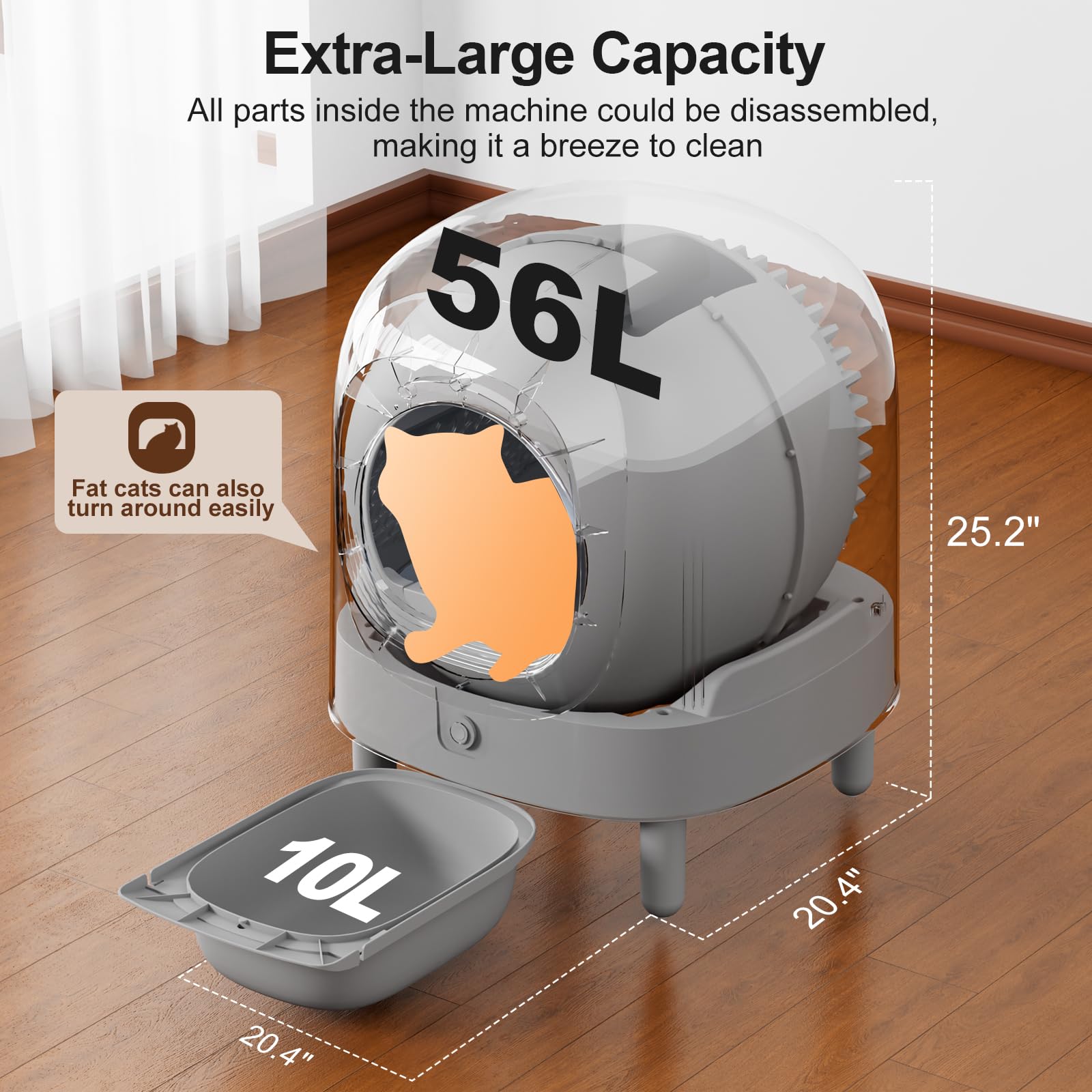Self Cleaning Cat Litter Box - Automatic Odor Control Kitty Litter Box with APP Remote Monitoring, Anti-Pinch Design for Multiple Cats (Extra Large) - Perfect for Smart Homes & Busy Pet Owners