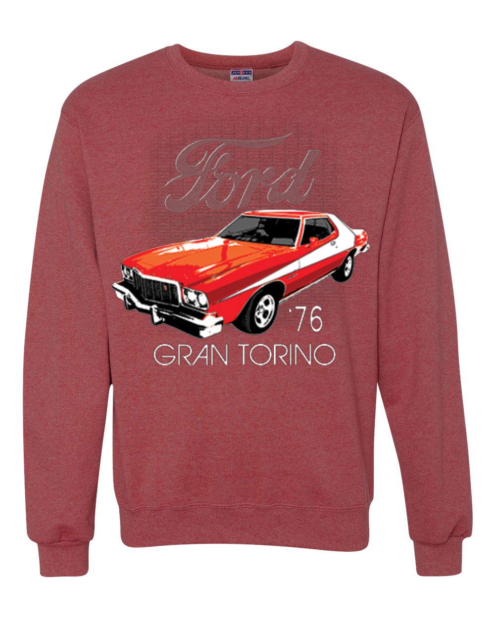 Vintage '76 Gran Torino Graphic Sweatshirt - Wild Bobby Ford Retro Unisex Crewneck Pullover | Classic Car Enthusiast Apparel, Movie Inspired Fashion, Casual Streetwear