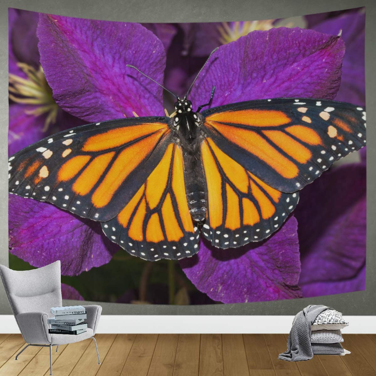DOMIKING Monarch Butterfly Tapestry Wall Hanging - 80x60 Inch Large Bohemian Wall Art Decor for Bedroom, Living Room & Office - Perfect for Home Decor, Dorm Room Aesthetic & Meditation Space