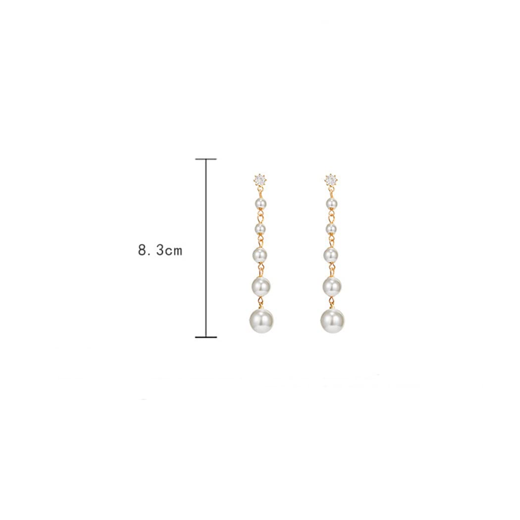 Elegant Pearl Dangle Drop Earrings for Women - 18K Gold Plated & Sterling Silver Long Tassel Pearl Ball Chain Earrings | Perfect for Weddings, Parties & Formal Occasions