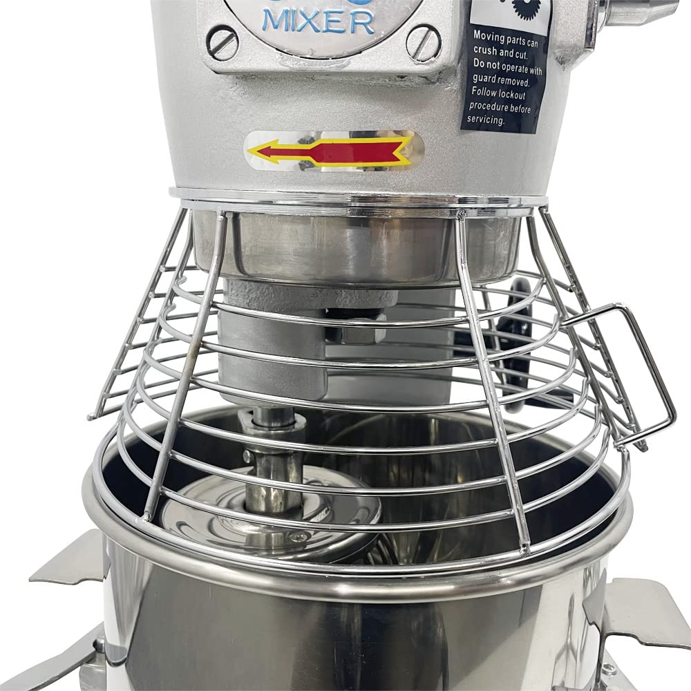 TECHTONGDA 10Qt Commercial Stainless Steel Dough Mixer - 450W Heavy Duty Stand Mixer with Kneading Hook for Baking (110V) | Perfect for Bakeries, Restaurants & Home Kitchens