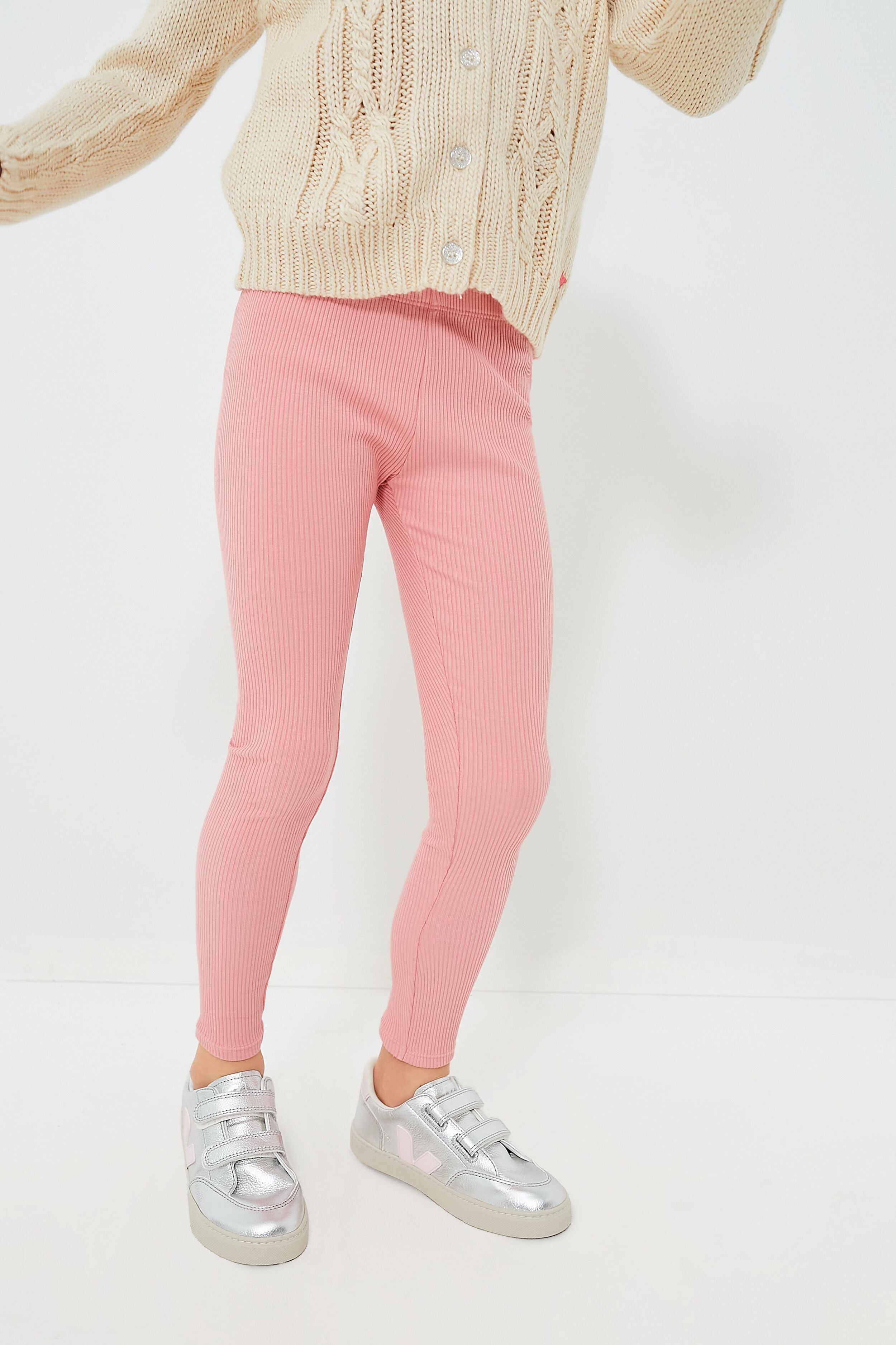 Organic Brandied Apricot High-Waisted Ribbed Leggings for Women - Comfortable Yoga Pants for Workout, Lounge & Everyday Wear