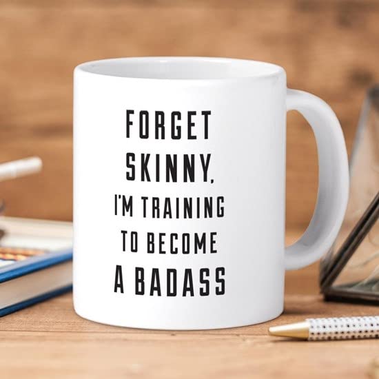 Forget Skinny 20oz Large Ceramic Coffee Mug - Extra Big Tea & Hot Drink Cup for Home, Office or Gifts - Funny Novelty Mega Cup for Coffee Lovers