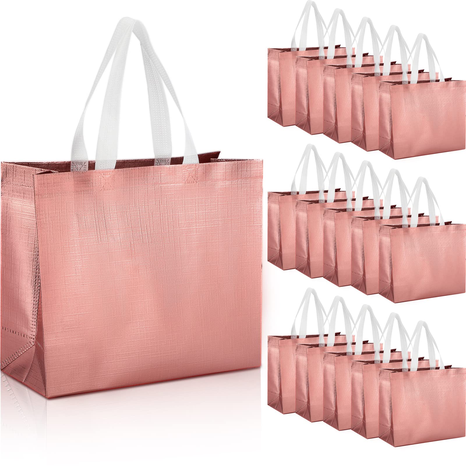 Reginary 72 Pack Reusable Gift Bags with Handles - Glossy Grocery Tote Bags for Wedding, Bridesmaid, Birthday & Christmas - Perfect for Party Favors, Holiday Shopping & Eco-Friendly Gifting