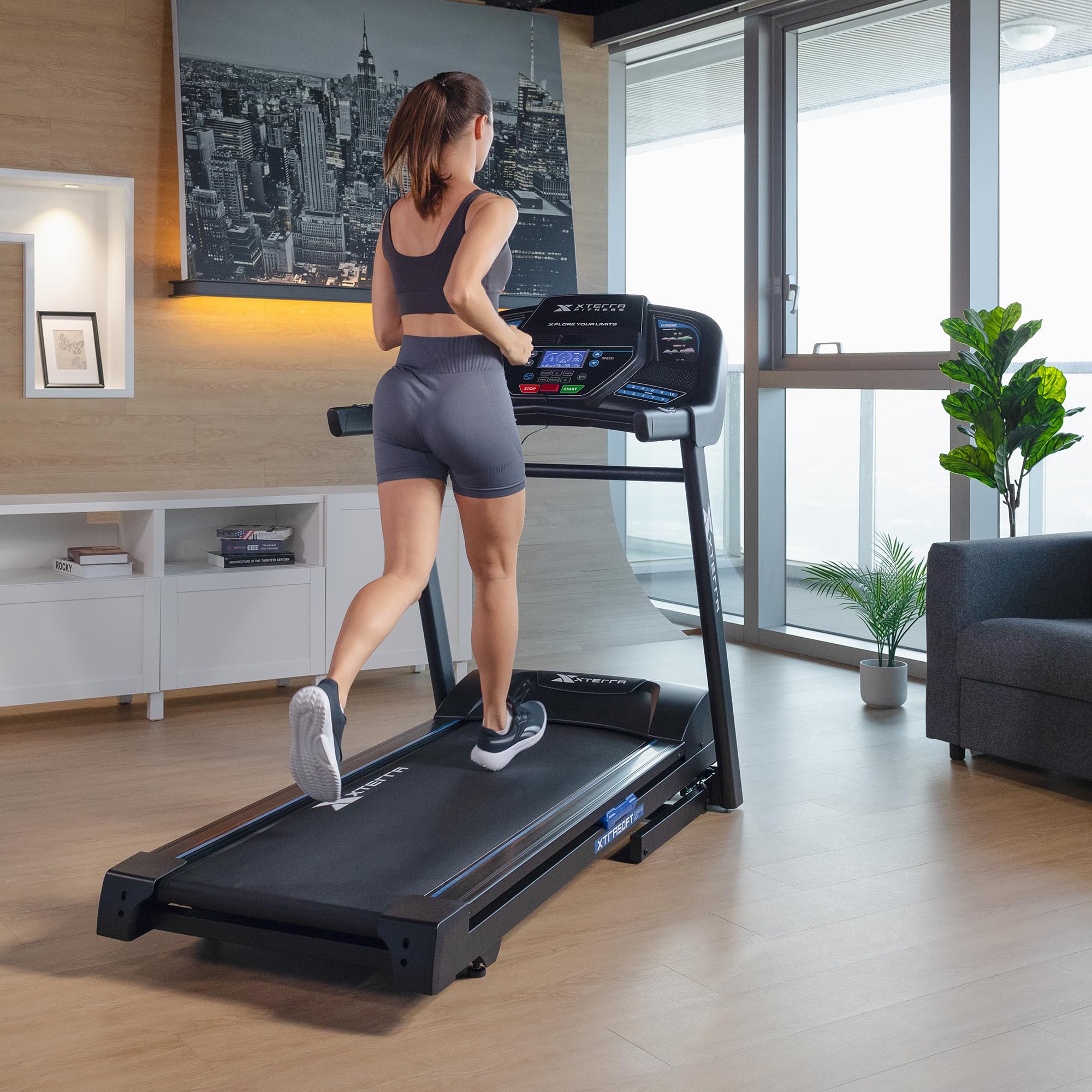 XTERRA Fitness Sport Series Premium Folding Smart Treadmill with Bluetooth & App - Adjustable Speed & Incline Controls, XTRASoft Cushioned Running Deck - Perfect for Home Gym, Cardio Workouts & Indoor Running Training