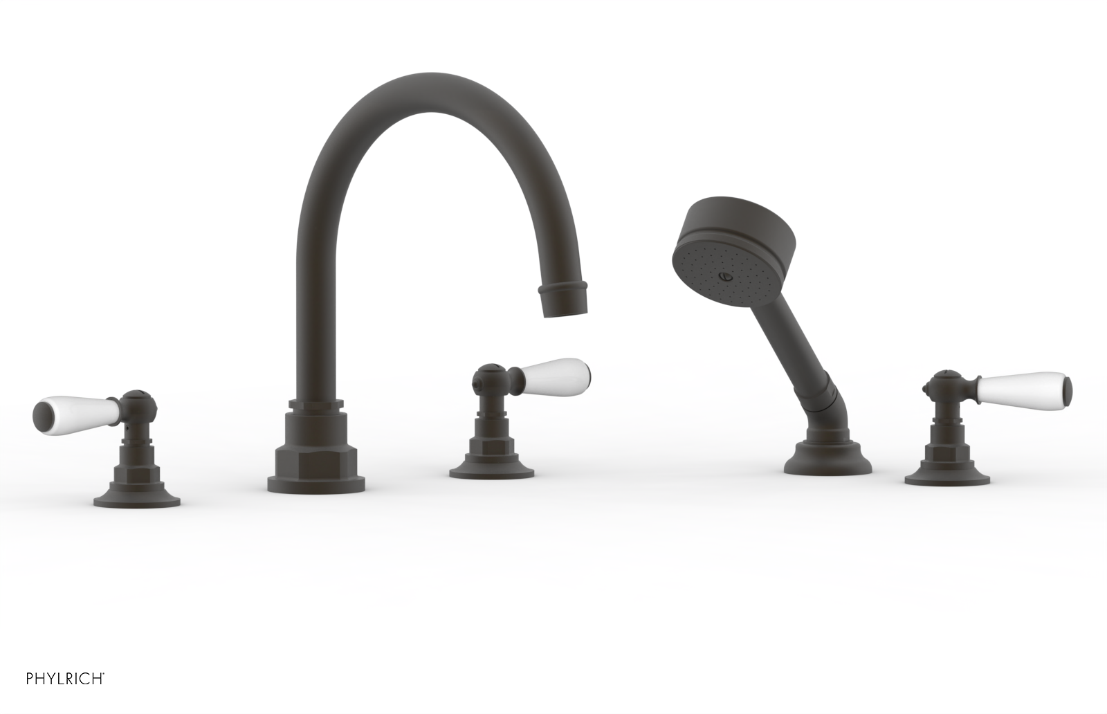 Jamestown Deck Tub Set with Hand Shower - White Accented Lever Handles (165-49) - Perfect for Bathroom Renovation & Spa-Like Experience