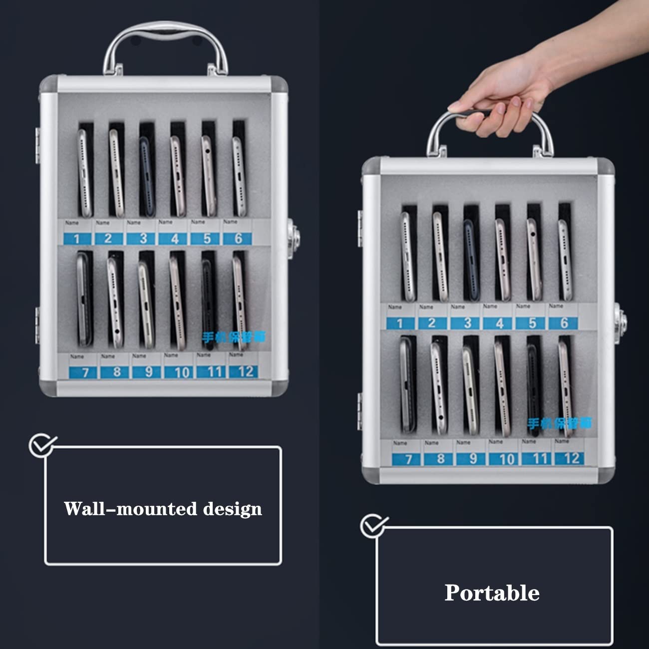 Wall Mounted Transparent Lockable Phone Storage Cabinet - 12 to 60 Position Mobile Phone Organizer & Safe Deposit Box | Perfect for Retail Stores, Offices, and Public Spaces to Securely Display & Store Smartphones