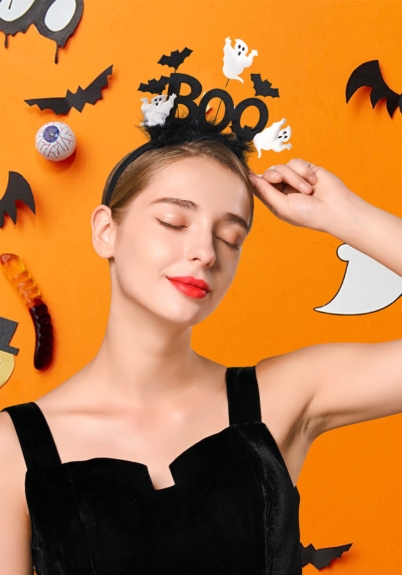 FELIZHOUSE Halloween Headbands - Pumpkin, Skeleton, Witch & Spider Hair Hoops for Women & Kids | Perfect for Cosplay, Costume Parties & Trick or Treating