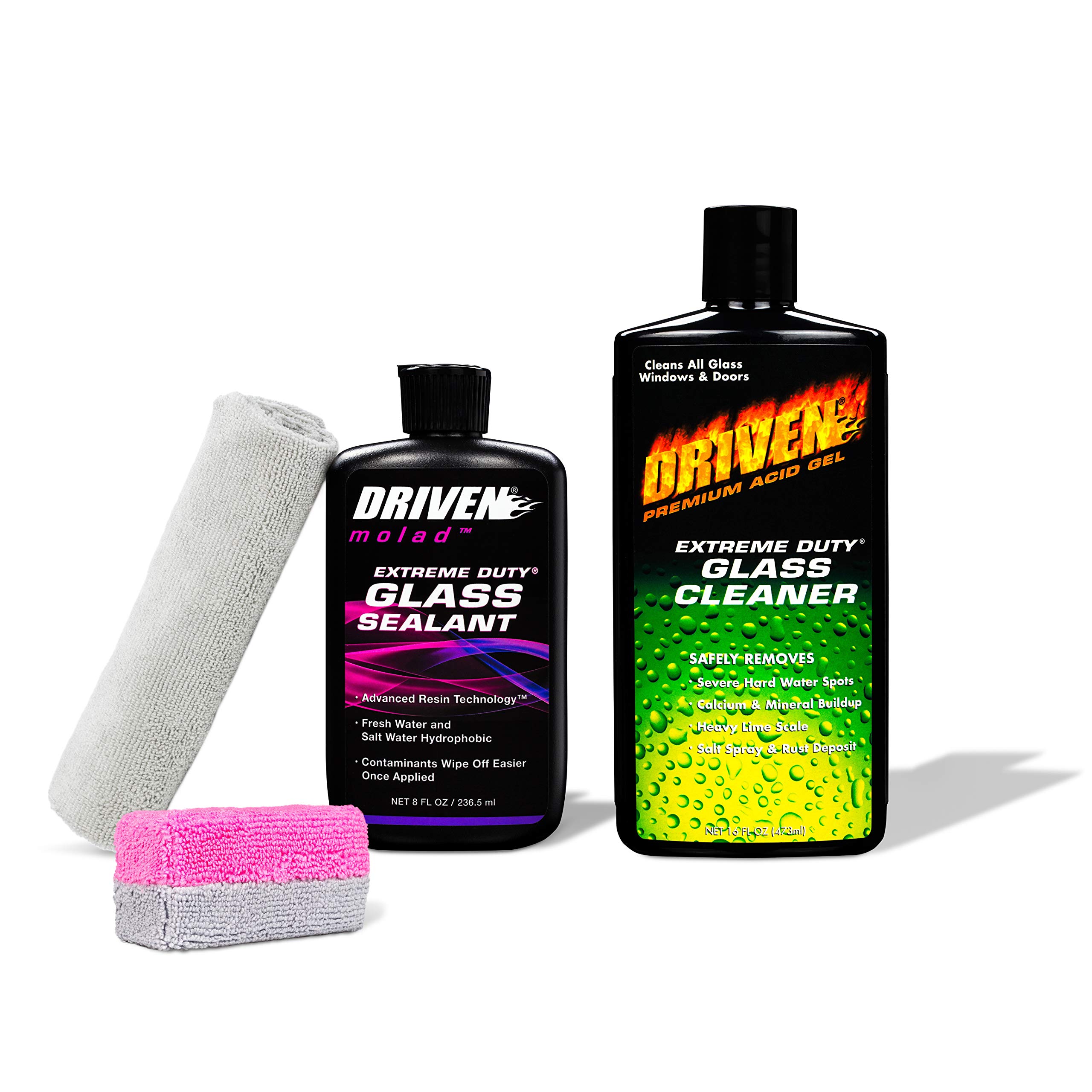 DRIVEN Extreme Duty Glass Cleaner & Sealant Bundle - Streak-Free Shine for Cars, Windows & Mirrors - Perfect for Auto Detailing & Home Cleaning