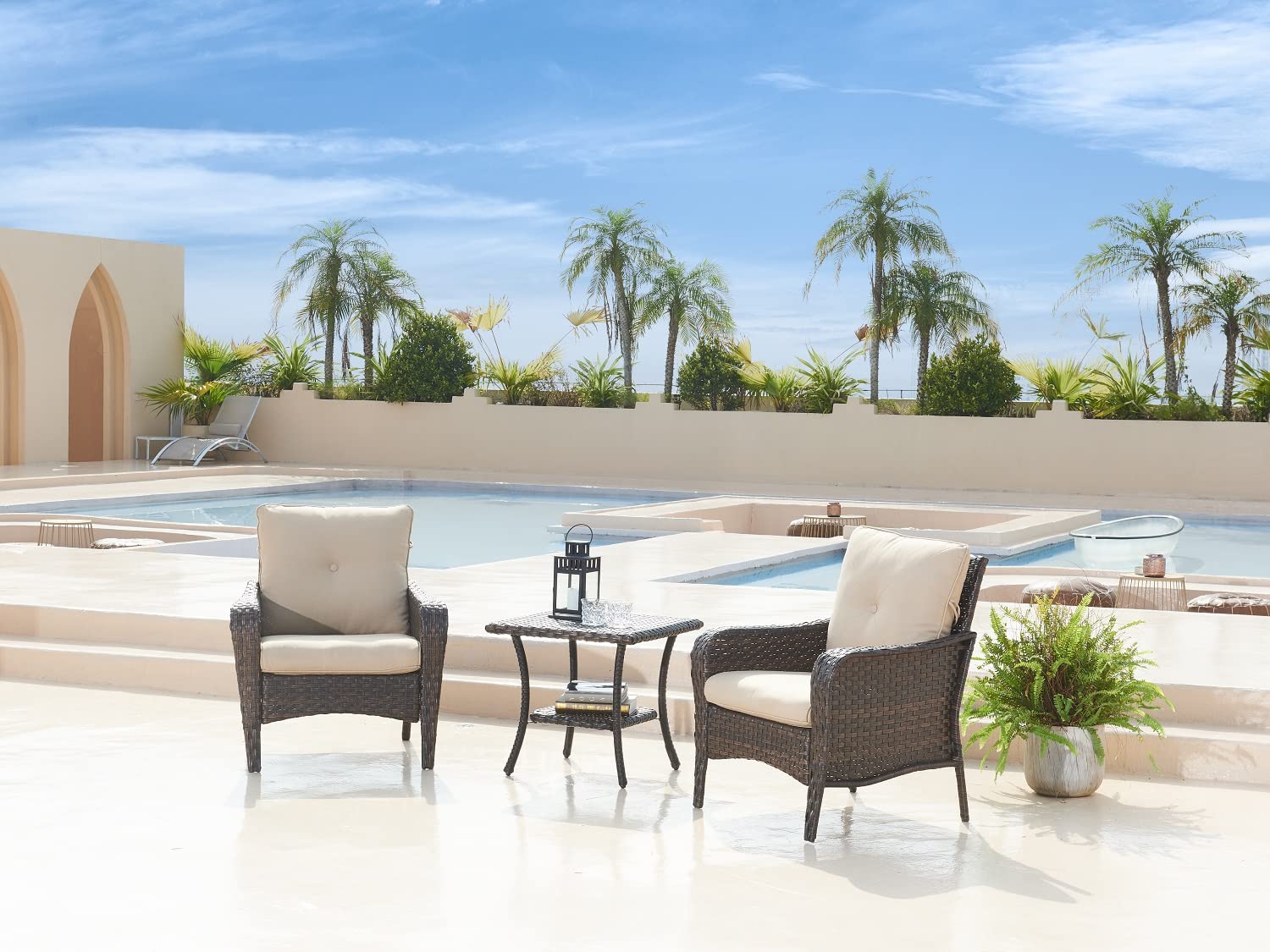 HUMMUH Outdoor Wicker Patio Chairs Set of 2 with Side Table - PE Rattan Bistro Table and Chairs for Yard, Backyard, Lawn, Porch - Perfect for Garden Dining, Poolside Relaxation & Outdoor Entertaining