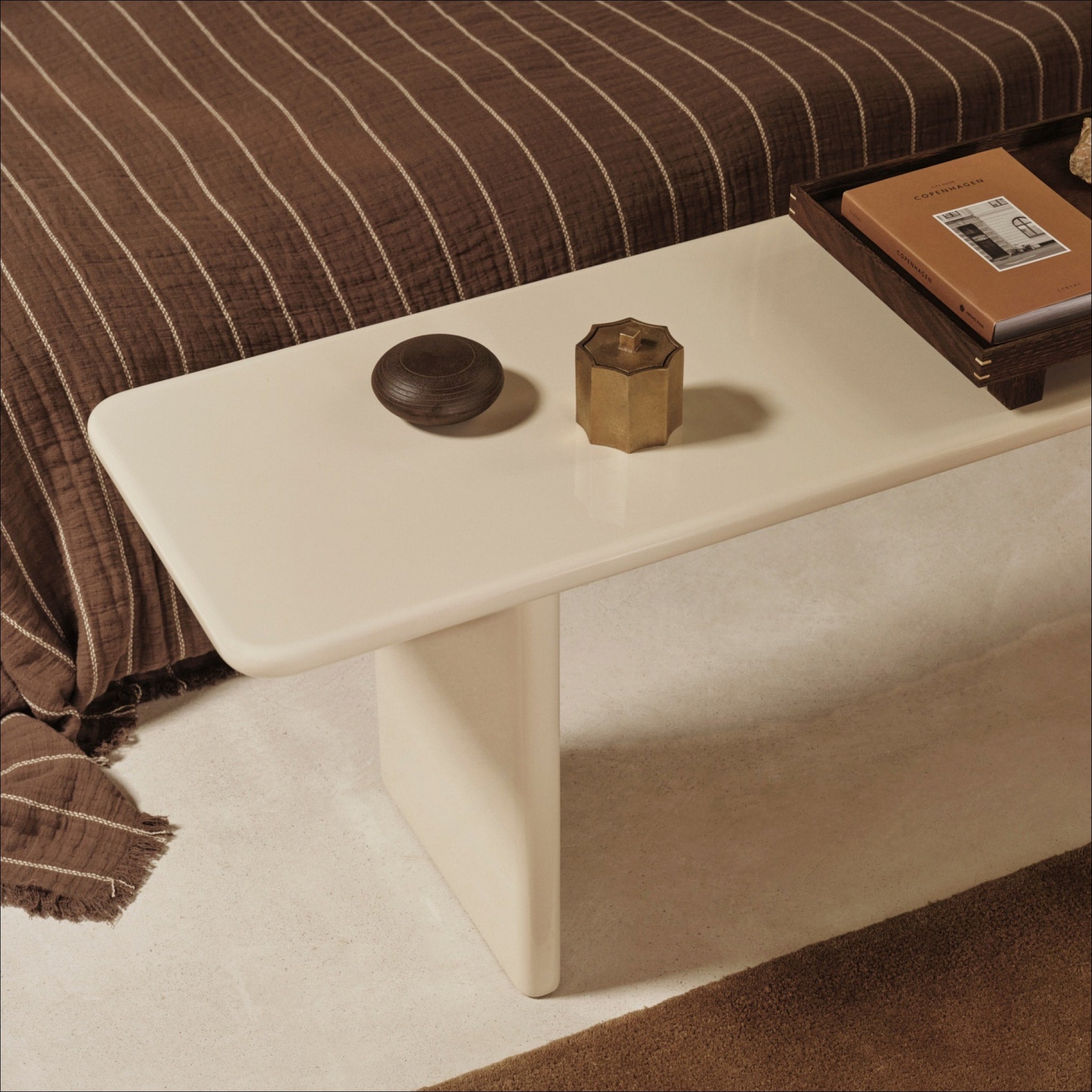 FERM LIVING Rink Bench - Modern Wooden Entryway Bench with Storage, Eggshell White (2 Sizes) - Perfect for Hallway, Bedroom, or Living Room Organization