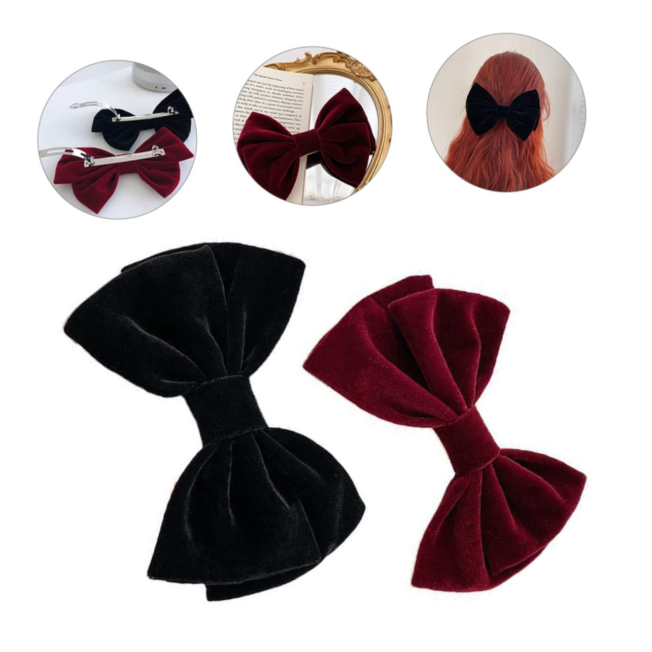 FRCOLOR 3 Sets Elegant Bow Hair Clips for Women - Large Hair Barrettes & Hairpins for Girls, Parties, Weddings & Special Occasions - 2pcs x 3 Pack - Perfect for Bridal, Prom, Birthday & Formal Events