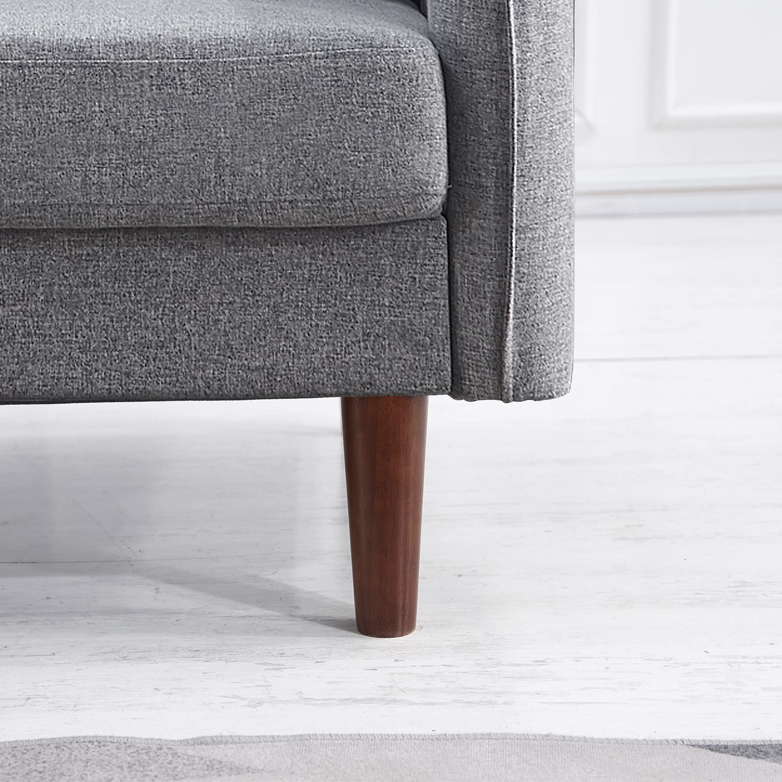 Mid-Century Modern Accent Chair - Tufted Linen Fabric Armchair for Living Room, Bedroom & Reading Nook | Comfortable Single Sofa Chair with Tool-Free Assembly (Light Gray) | Perfect for Small Spaces, Home Office & Lounge Areas