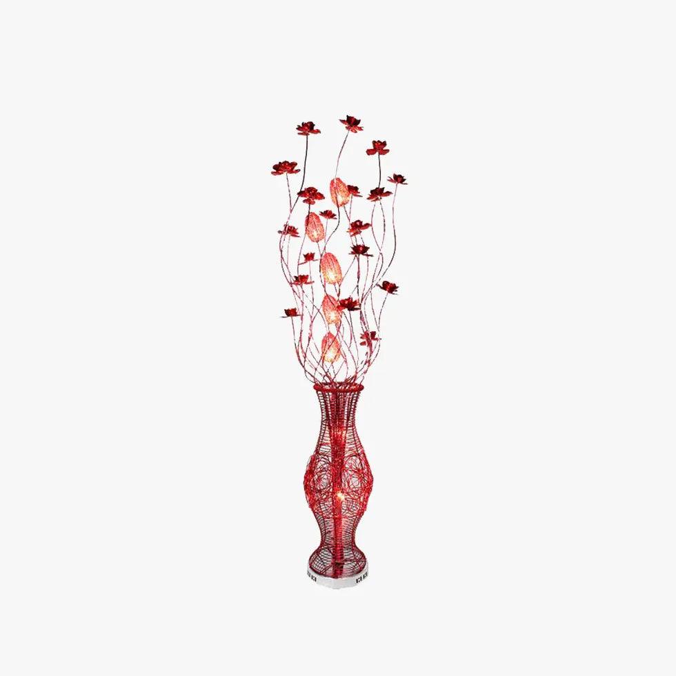 Stylish Red Floral Multi-Head Floor Lamp for Living Room - Adjustable Brightness Modern Lighting for Bedroom, Office & Reading Corner