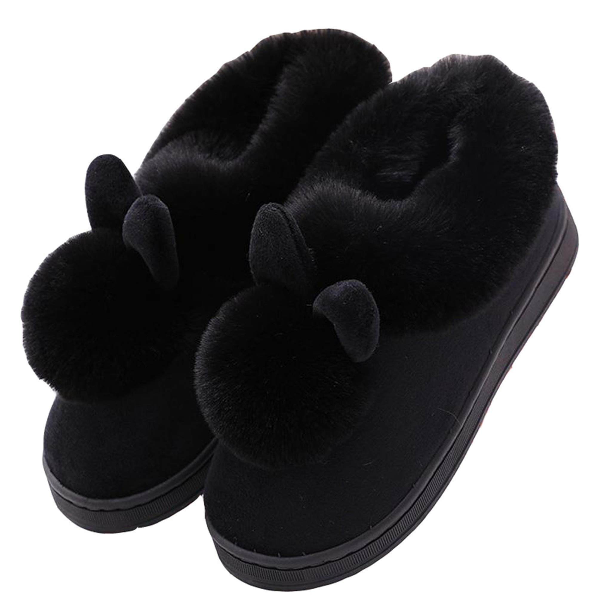 **YILANLAN Women's & Men's Cotton Slippers with Rabbit Ears - Cozy Indoor/Outdoor House Shoes for Relaxing at Home**