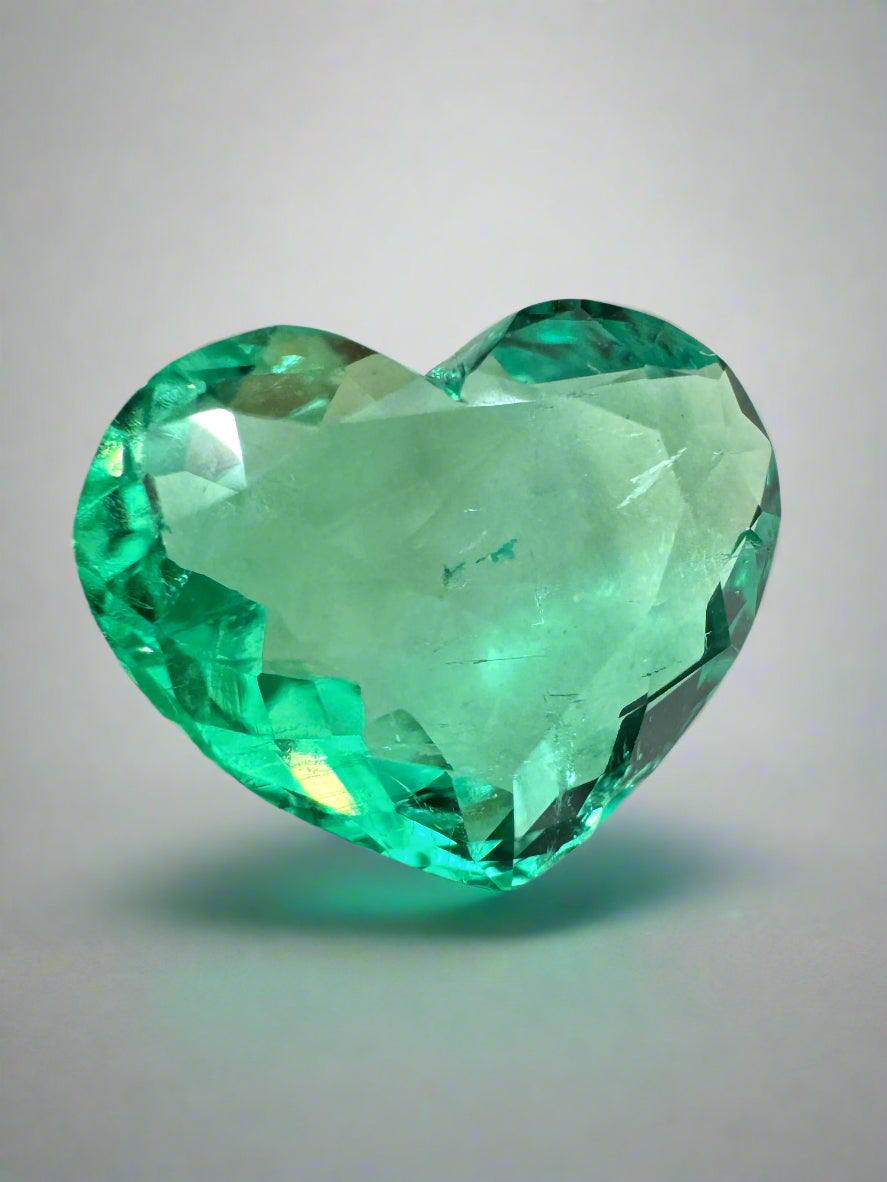 2.91 Carat 9x12mm Natural Colombian Emerald Heart Cut Loose Gemstone - Vivid Green Glowing Stone for Jewelry Making, Engagement Rings & Unique Gifts