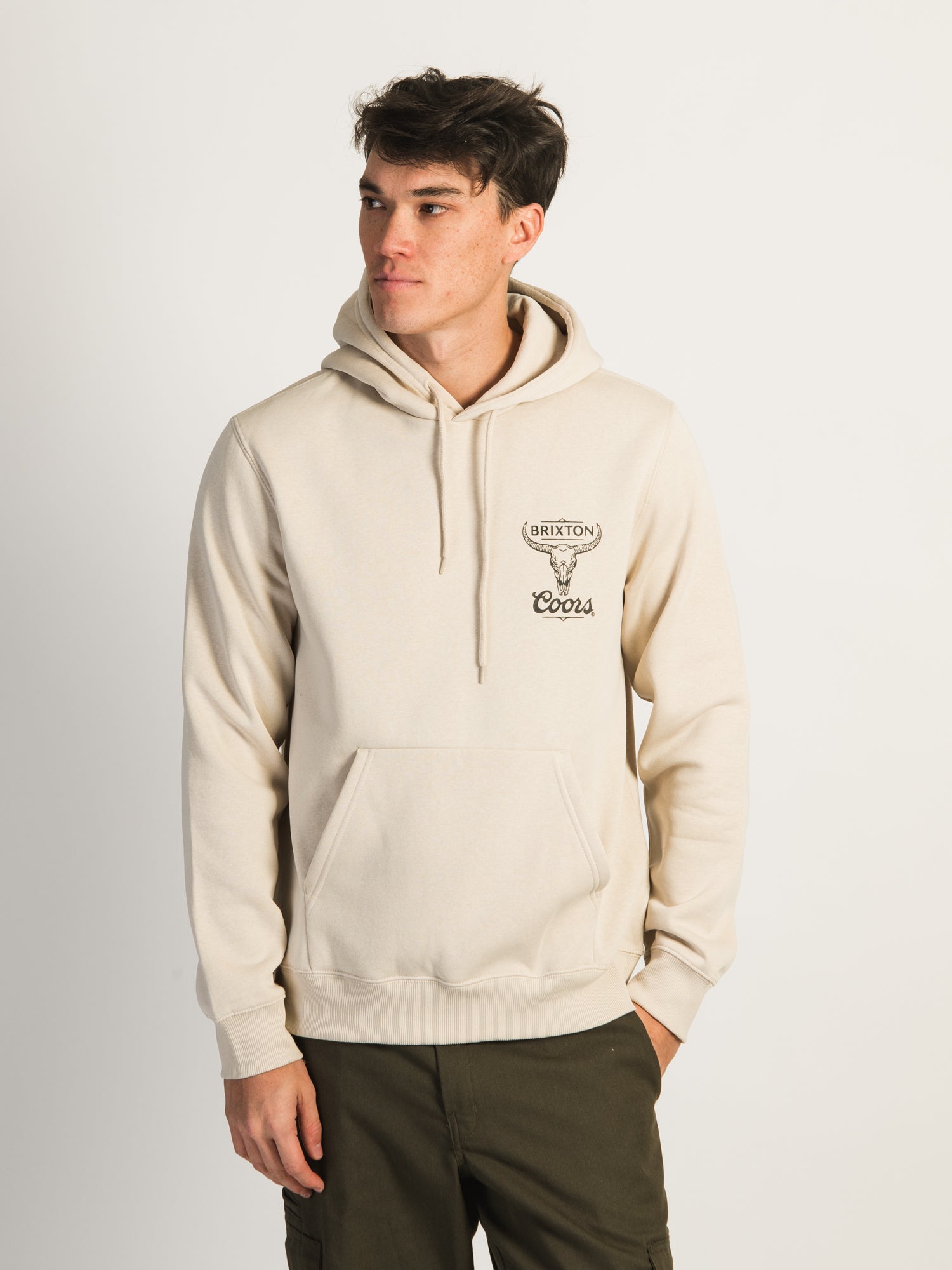 Brixton Coors Roundup Pullover Hoodie - Men's Casual Fleece Sweatshirt for Outdoor Activities & Streetwear Fashion