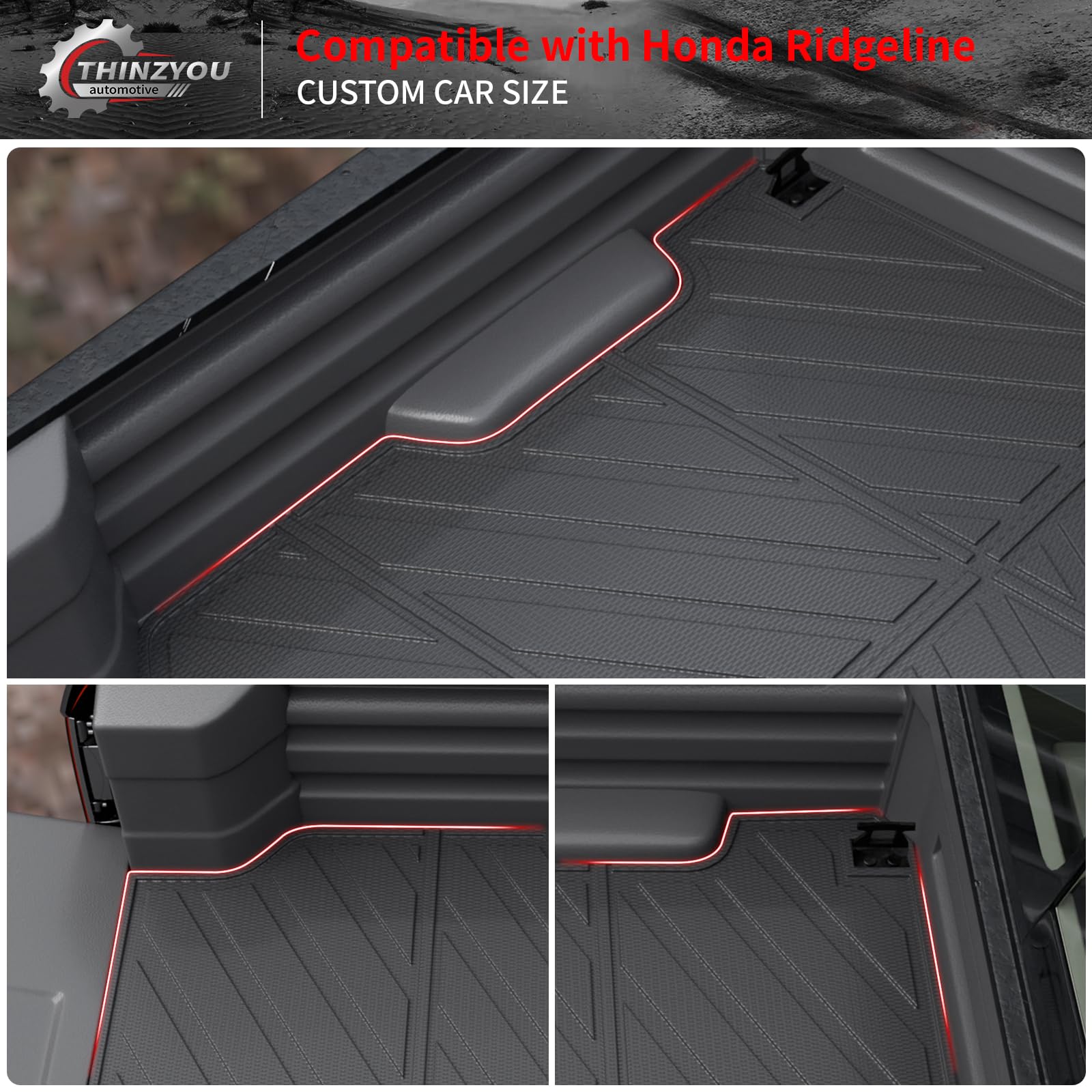 **2017-2025 Honda Ridgeline 5.3FT Bed Mat - Heavy Duty TPE All-Weather Truck Bed Liner - Non-Slip Protection for Cargo & Tools - Perfect for Camping, Hauling & Outdoor Adventures**