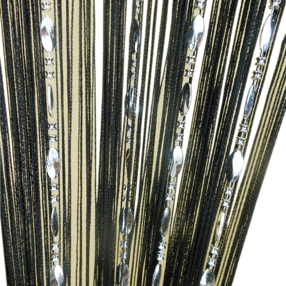 ZiDeTang Beaded Door Curtain with Fringe Tassels - 39.3x78.5 Inch Black Room Divider for Living Room, Bedroom & Entryway - Boho Home Decor for Doorways, Windows & Room Partitions