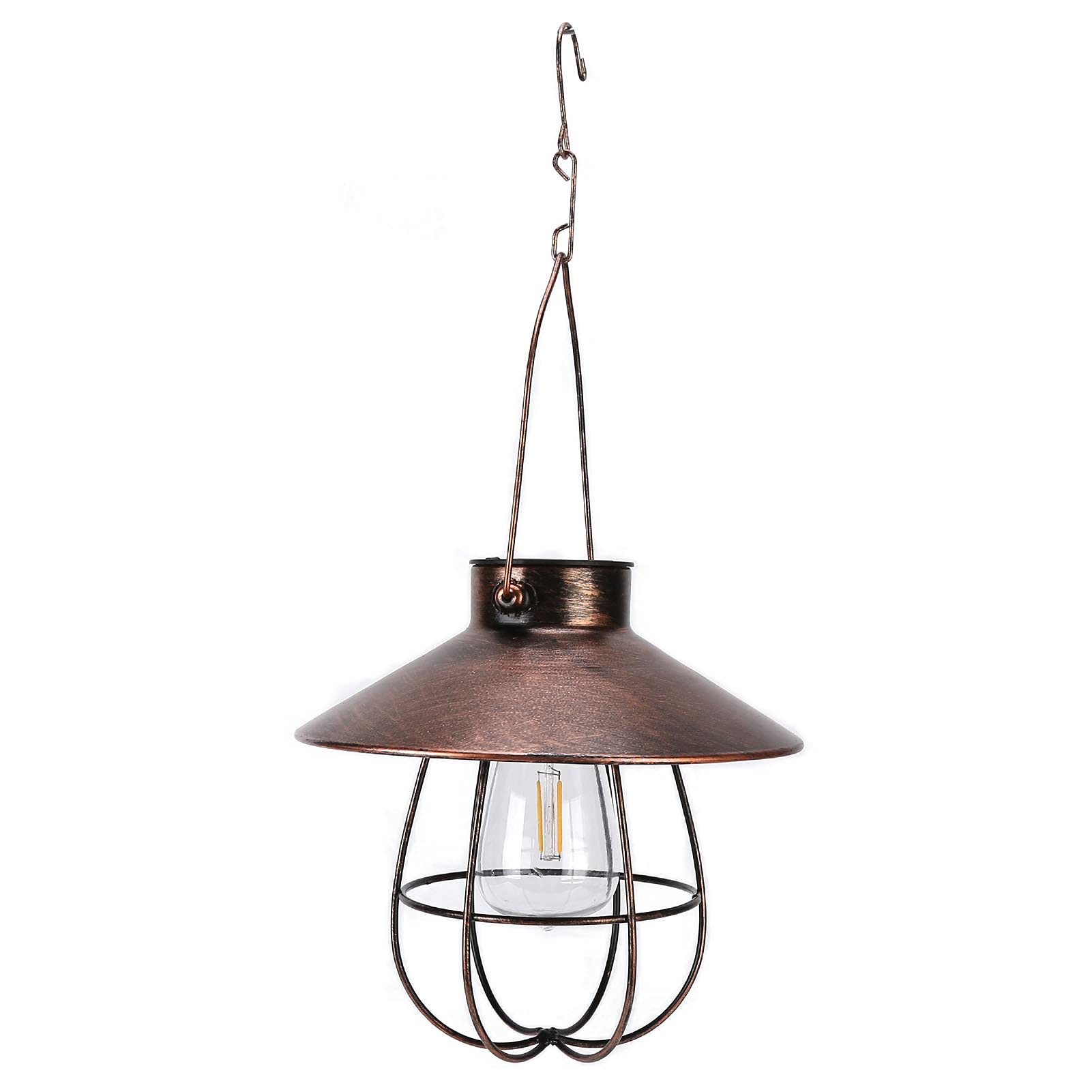 Kuweot Solar Lantern Lights Outdoor - Vintage Hanging Solar Powered Lights with LED Bulb for Garden, Patio, Yard, Pathway & Lawn Decoration | Weatherproof & Energy Saving for Evening Ambience