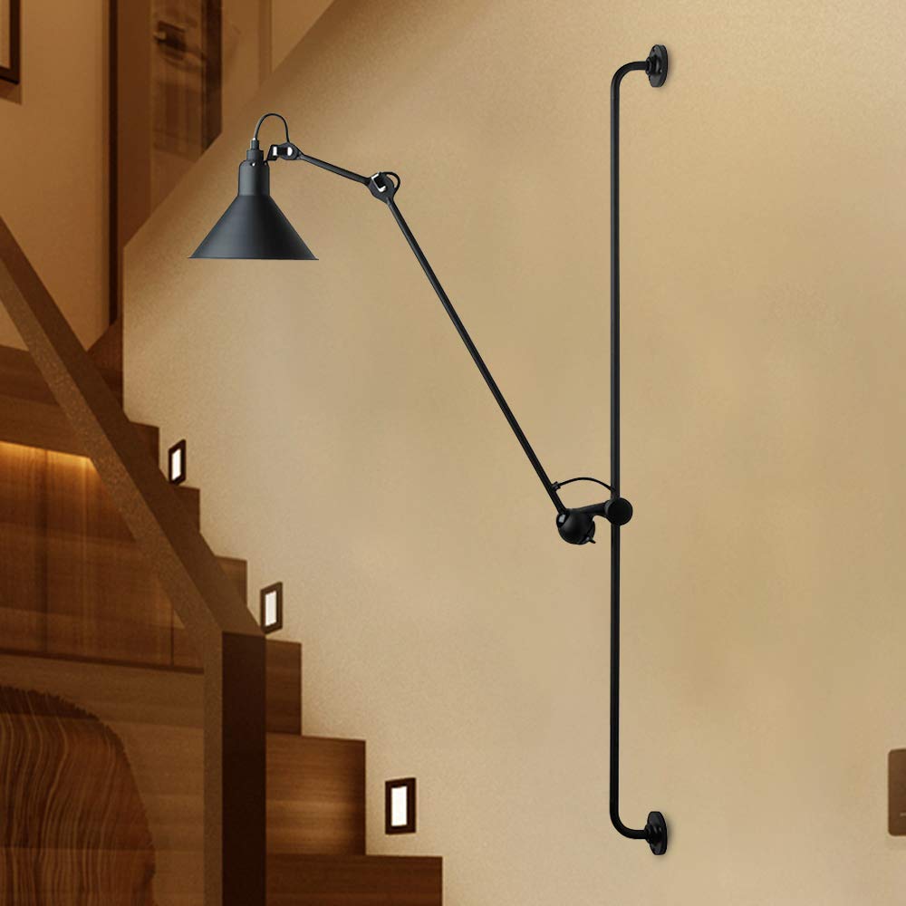 Vintage Industrial Adjustable Wall Sconce - LED Wall Lamp for Living Room, Bedroom & Loft - Retro Style Swing Arm Light for Reading Nook, Home Office & Dorm Decor