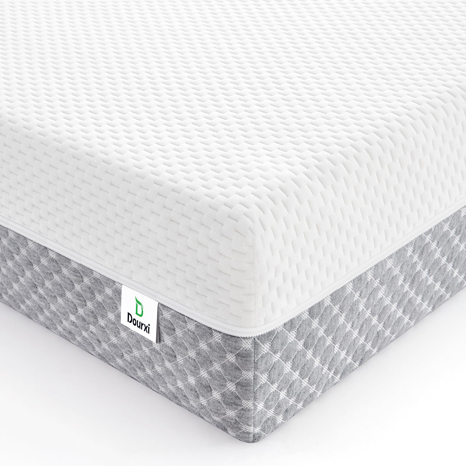 Dual-Sided Memory Foam Crib Mattress for Infants & Toddlers - Breathable 3-Layer Premium Baby Bed Mattress with Removable Washable Cover (White & Grey) - Perfect for Nursery, Daycare & Travel