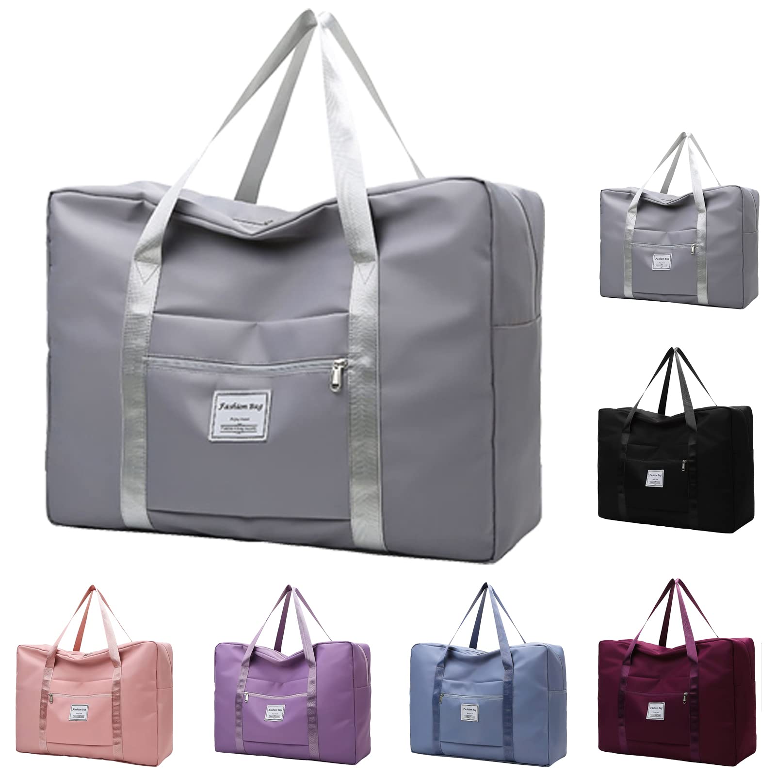 Large Sport Travel Duffle Bag - Gym Tote & Weekender Carry On Bag for Women - Lightweight Overnight Shoulder Bag - Perfect for Gym, Travel & Beach (Grey)
