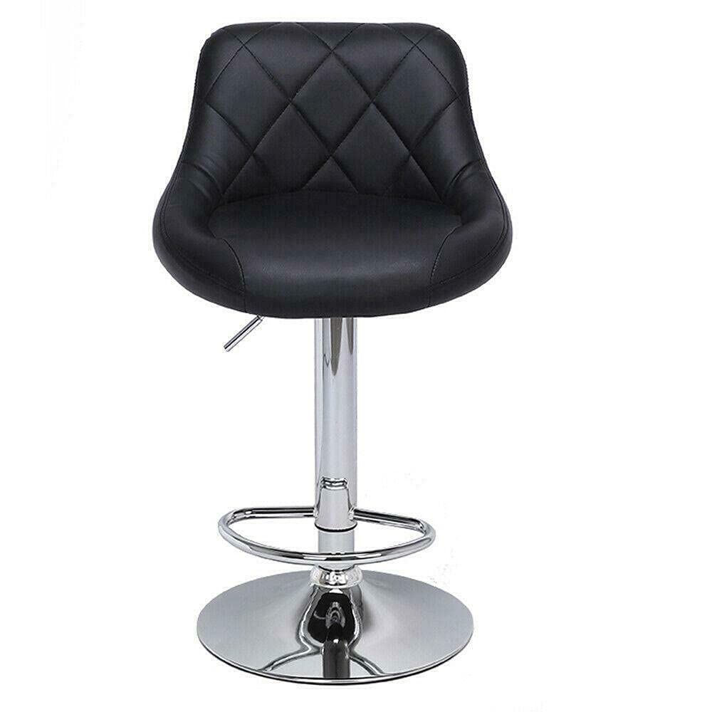Set of 2 Black Leather Adjustable Height Swivel Bar Stools - Modern Pub Chairs for Kitchen Island, Home Bar & Dining Room - Perfect Gift for Men, Women & Dad (Housewarming, Birthday & Anniversary)