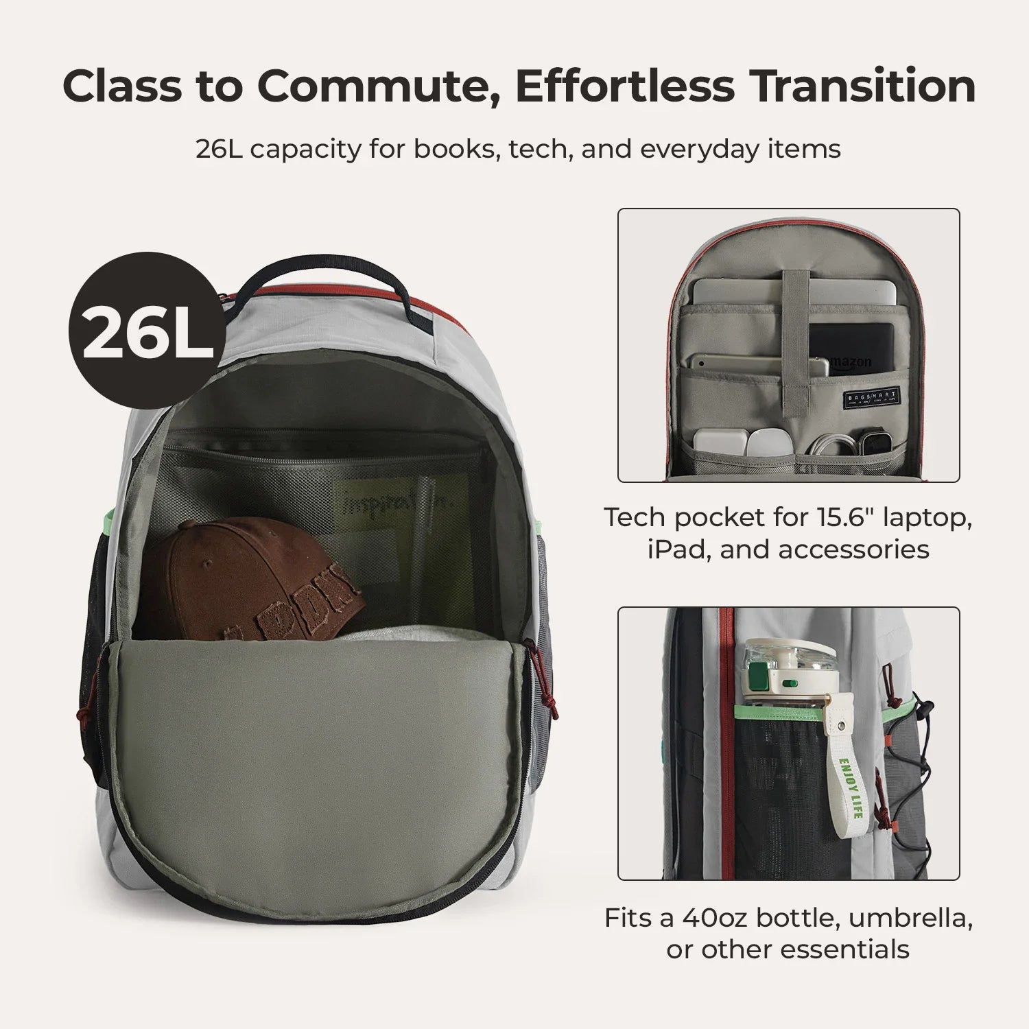 15.6 Inch Laptop Backpack for Men & Women - Waterproof Travel Backpack with USB Charging Port - Perfect for Work, School, and Business Trips