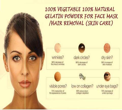 100% Natural Vegetable Gelatin with Mango Seed Powder - 2 in 1 Face Mask & Hair Removal Gel for Smooth Skin (25g) | Perfect for DIY Skincare & At-Home Spa Treatments