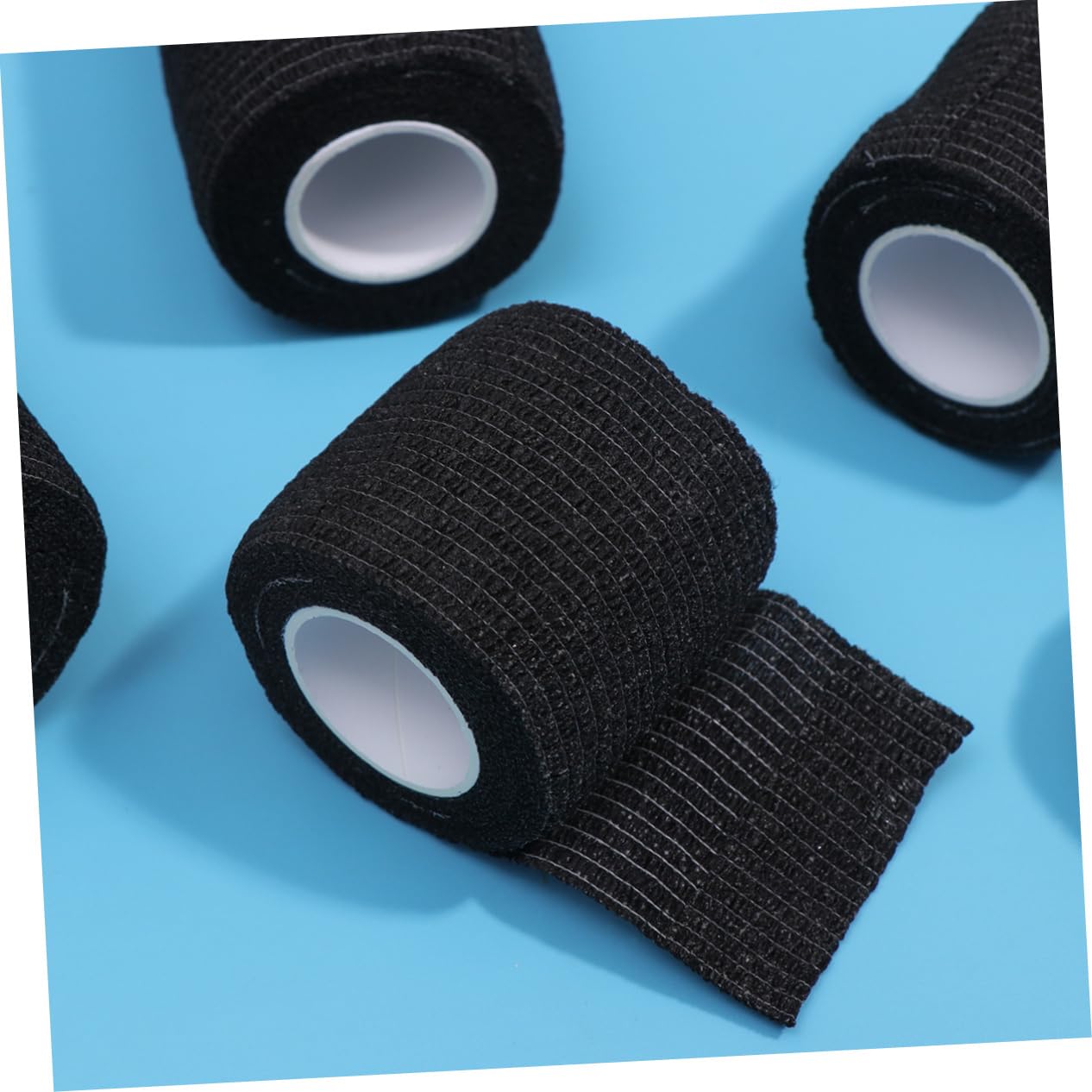 INOOMP 10 Pcs Cohesive Bandage Tape - Waterproof Self-Adhesive Wrap for Sports, First Aid & Medical Support - Black Athletic Tape for Wrist, Ankle & Knee Injuries - Ideal for Athletes & Physical Therapy