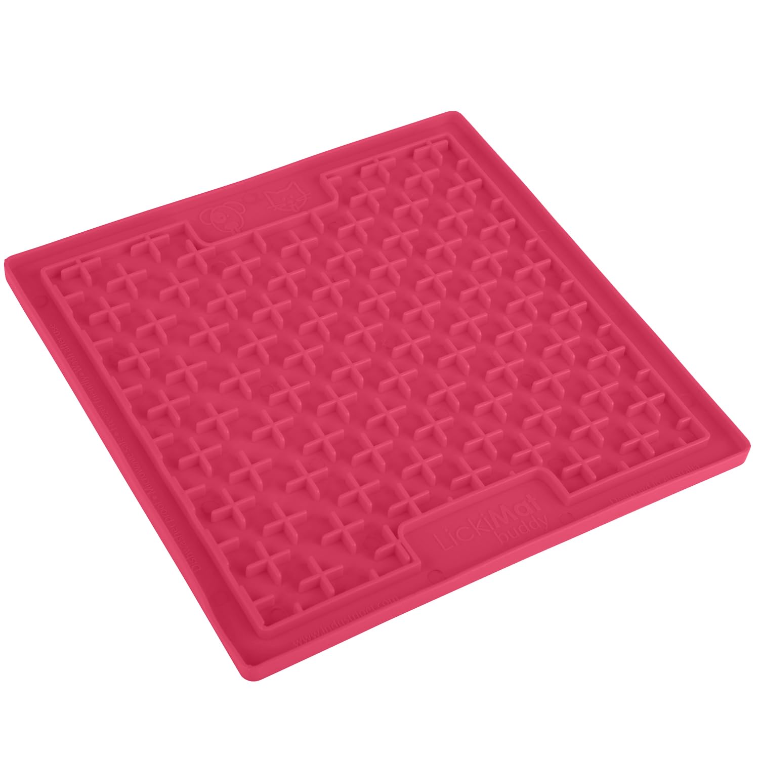 LickiMat Classic Buddy Cat Slow Feeder Lick Mat - Anxiety & Boredom Relief for Cats - Perfect for Food, Treats, Yogurt & Peanut Butter - Fun Alternative to Slow Feed Cat Bowls - Pink - Great for Mealtime Enrichment & Stress Reduction