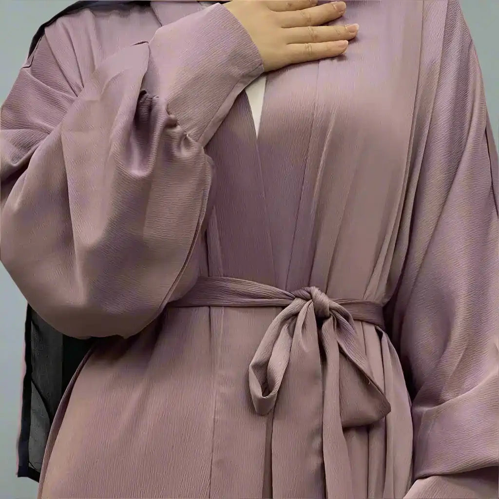 Elegant Muslim Women's Open Abaya Dress with Pockets - Classic Daily Wear for Prayer, Work & Social Occasions
