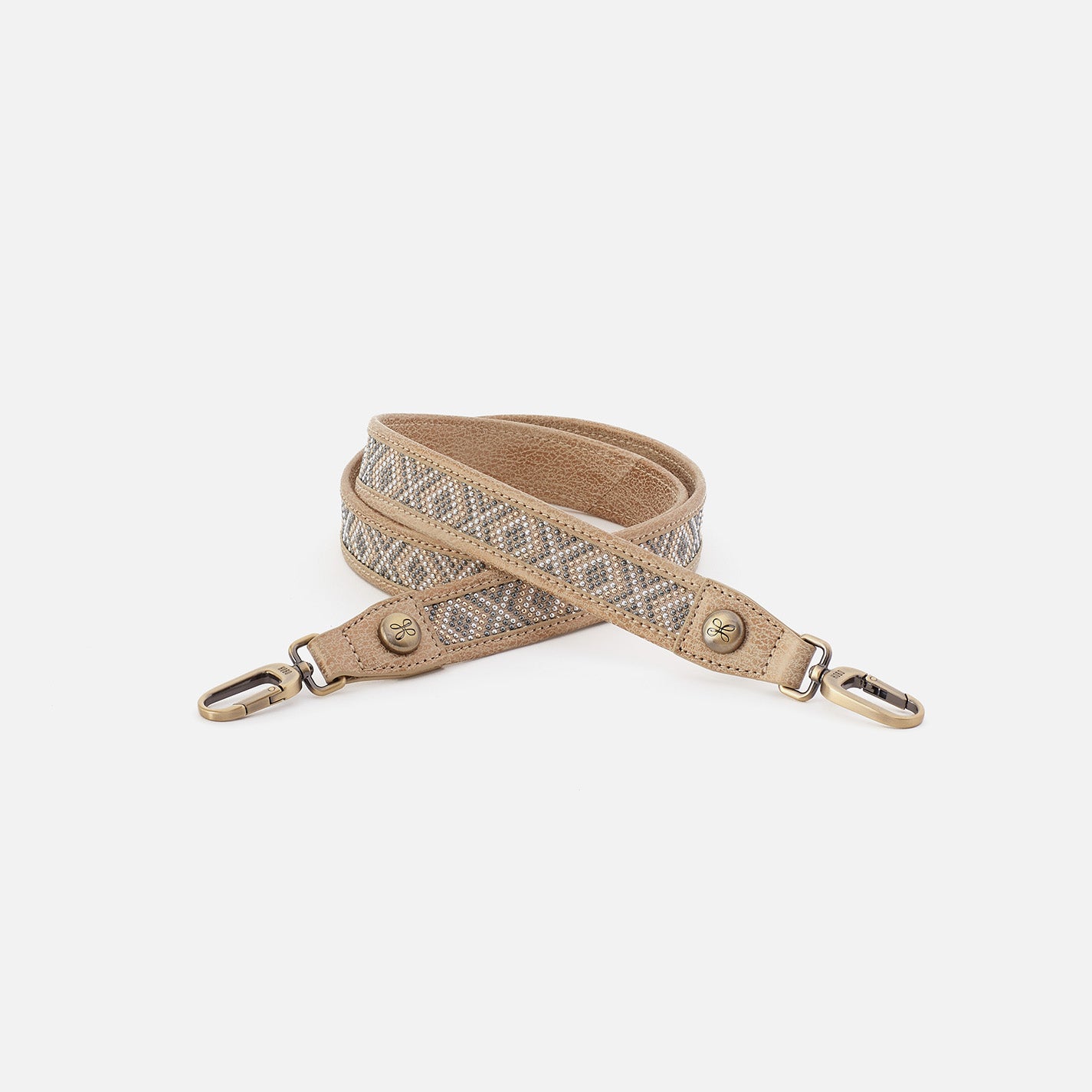 Metallic Leather Skinny Beaded Strap with Gold Leaf Accent - Perfect for Handbags, Evening Bags & Boho Accessories